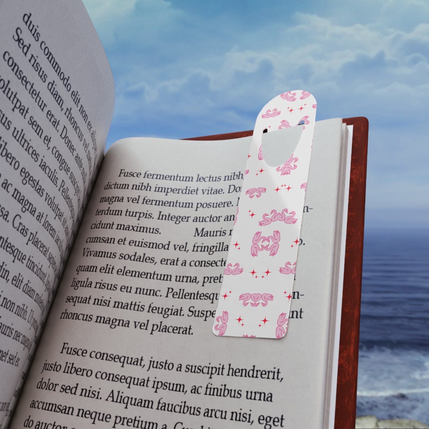Swan Lovers Metal Bookmark — Cute Girly Reading Accessory