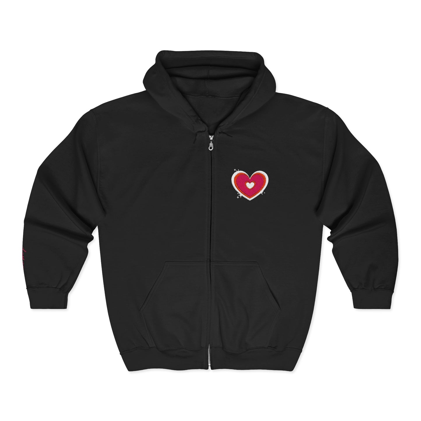 Embroidered Heart Zip Hoodie