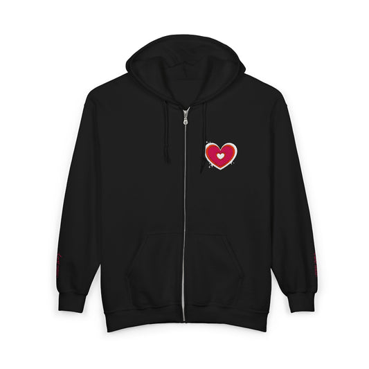 Embroidered Heart Zip Hoodie