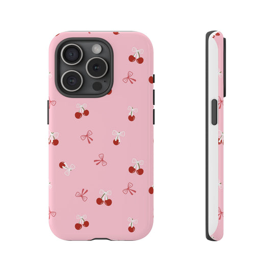 Cherry Bow Phone Case — Cute Red Cherry Bow Protective Phone Case