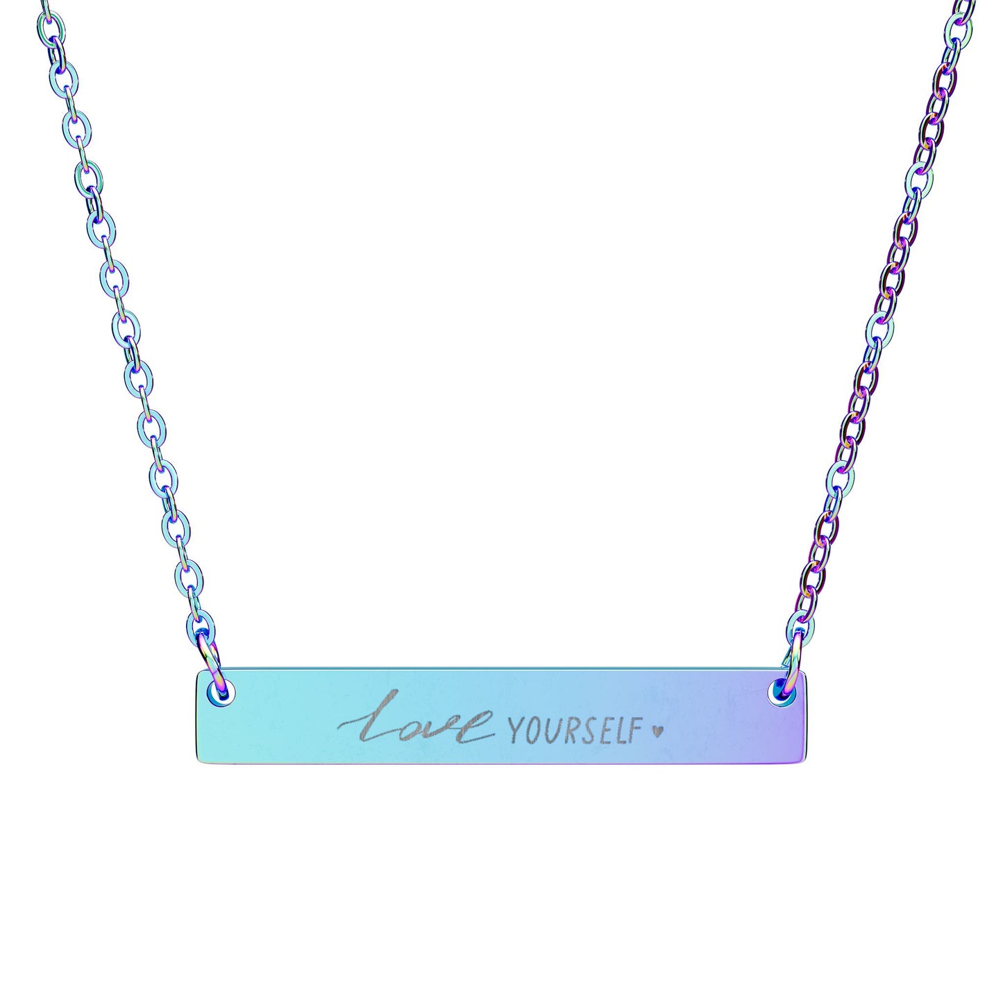 Engraved "Love Yourself" Horizontal Bar Necklace