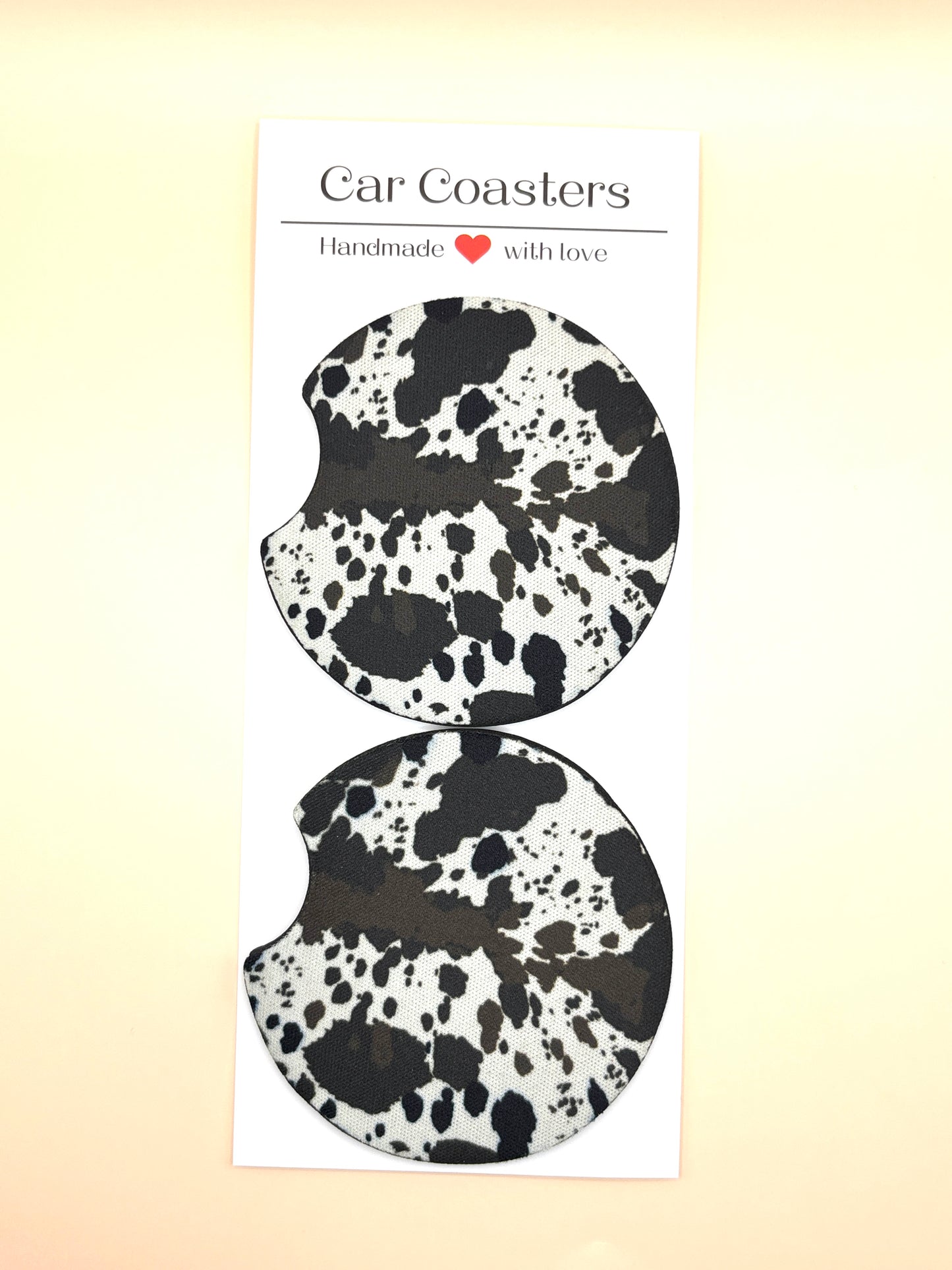 Western Cow Print Car Coasters