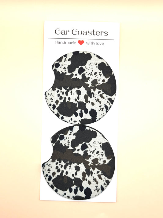 Western Cow Print Car Coasters